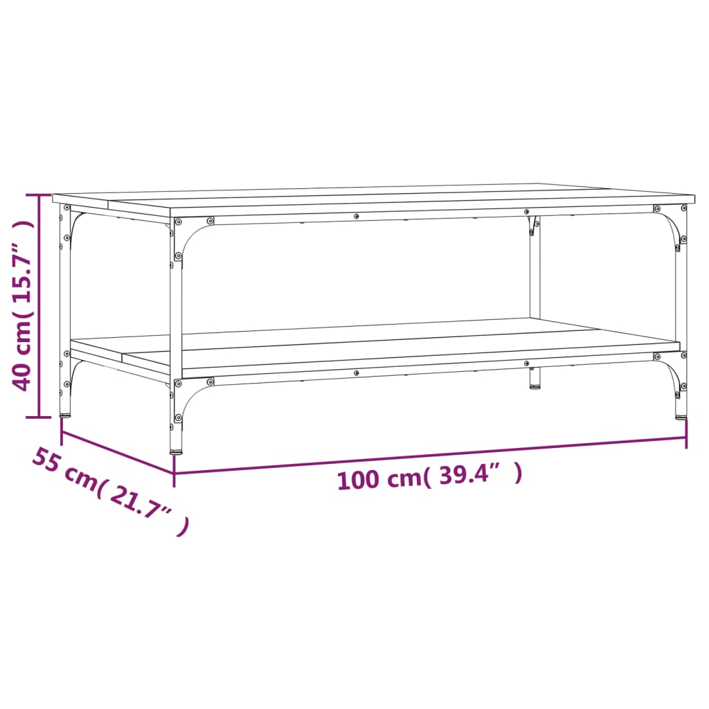 Tavolino da Salotto Nero 100x55x40 cm in Legno Multistrato