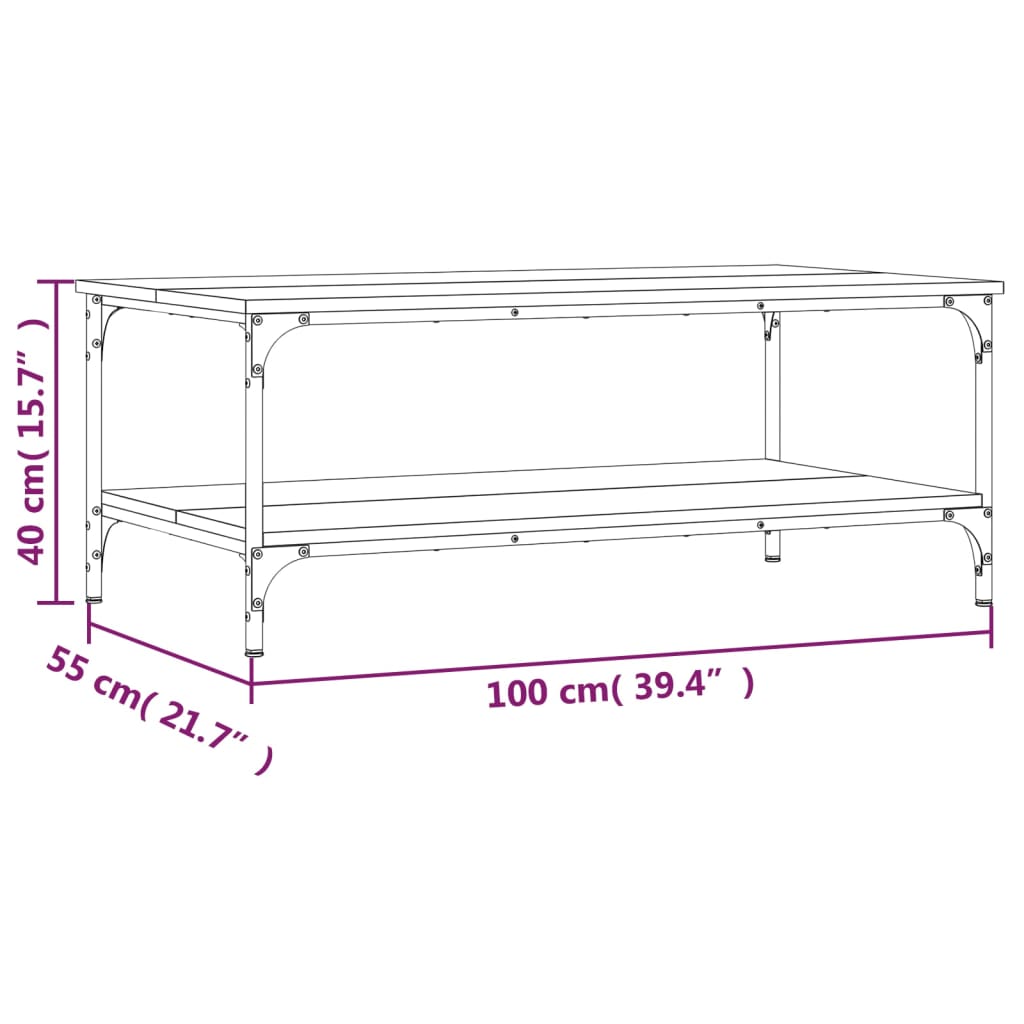 Tavolino da Salotto Rovere Sonoma 100x55x40cm Legno Multistrato