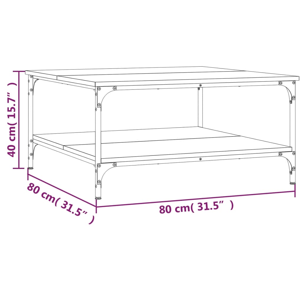 Tavolino da Salotto Grigio Sonoma 80x80x40 cm Legno Multistrato