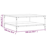 Tavolino Salotto Rovere Sonoma 100x100x40 cm Legno Multistrato