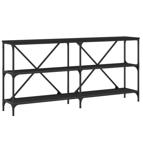 Tavolo Consolle Nero 160x30x75 cm Legno Multistrato e Ferro