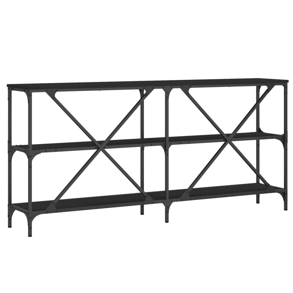 Tavolo Consolle Nero 160x30x75 cm Legno Multistrato e Ferro