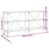 Tavolino Grigio Sonoma 160x30x75cm in Legno Multistrato e Ferro