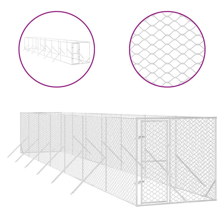 Cuccia per Cani da Esterno Argento 2x14x2 m Acciaio Zincato