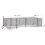 Cuccia per Cani da Esterno Argento 8x4x2 m in Acciaio Zincato