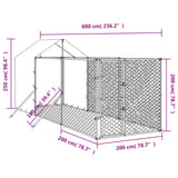 Cuccia Cani da Esterno Tetto Argento 2x6x2,5 m Acciaio Zincato