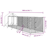 Cuccia Cani da Esterno Tetto Argento 2x10x2,5 m Acciaio Zincato