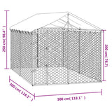 Cuccia Cani da Esterno Tetto Argento 3x3x2,5 m Acciaio Zincato