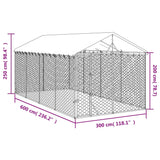 Cuccia Cani da Esterno Tetto Argento 3x6x2,5 m Acciaio Zincato