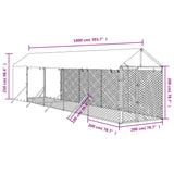 Cuccia Cani da Esterno Tetto Argento 2x10x2,5 m Acciaio Zincato