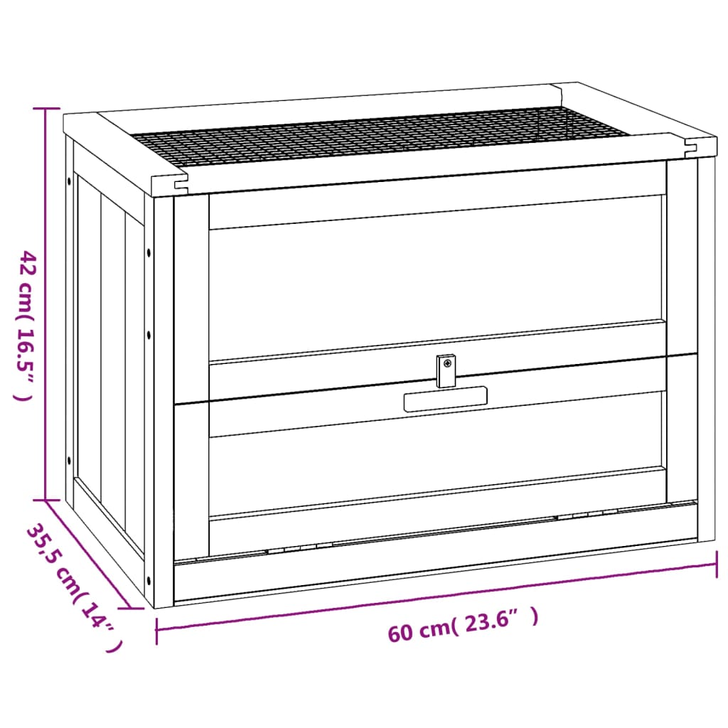 Gabbia per Criceti 60x35,5x42 cm in Legno Massello di Abete