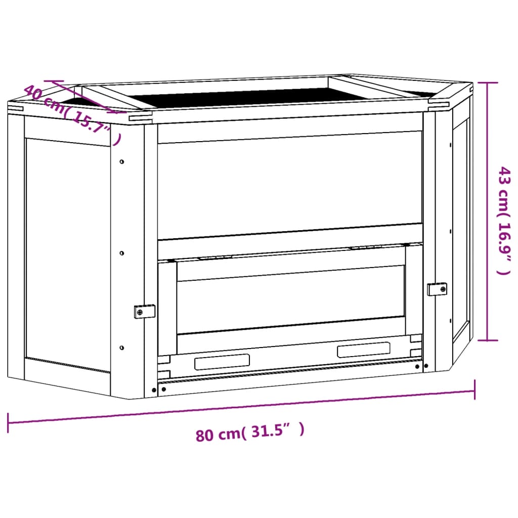 Gabbia per Criceti 80x40x43 cm in Legno Massello di Abete