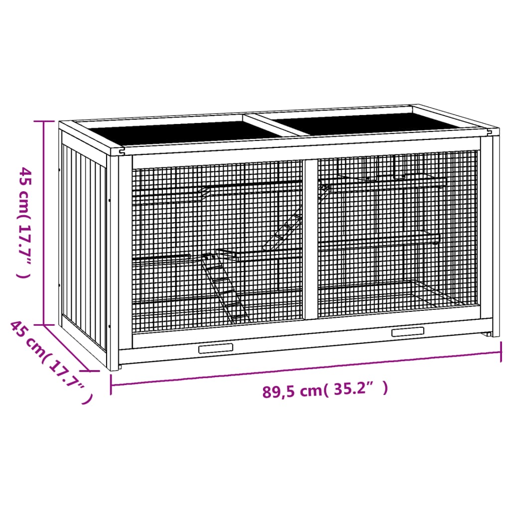 Gabbia per Criceti 89,5x45x45 cm in Legno Massello di Abete