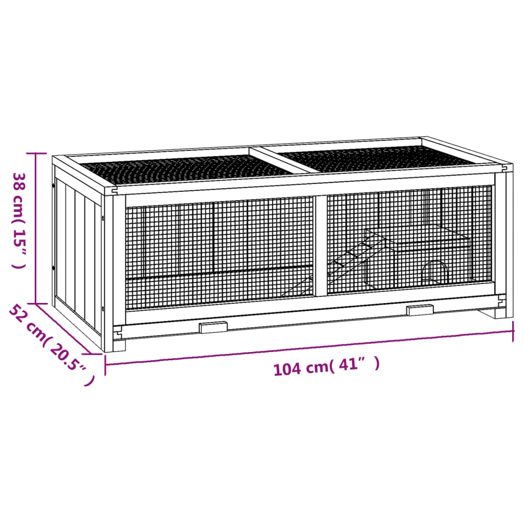 Gabbia per Criceti 104x52x38 cm in Legno Massello di Abete