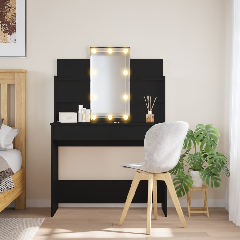 Toeletta con Luci LED Nera 96x40x142 cm