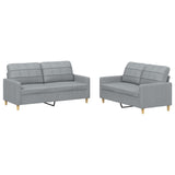 Set di Divani 2 pz con Cuscini Grigio Chiaro in Tessuto