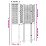 Divisorio Ambienti 4 Pannelli Marrone Scuro Massello Paulownia