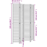 Divisorio Ambienti 4 Pannelli Nero Legno Massello di Paulownia