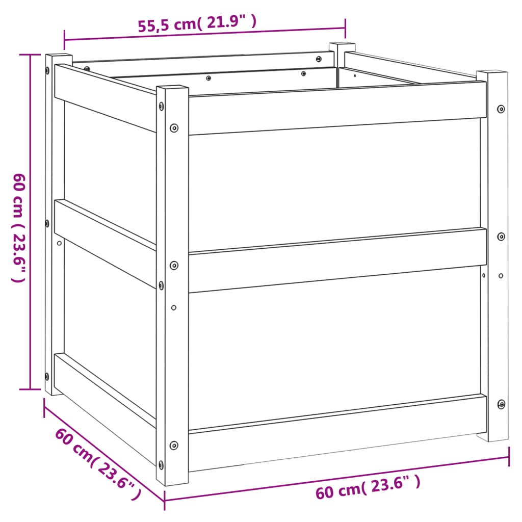 Fioriera da Giardino Bianca 60x60x60 cm Legno Massello di Pino