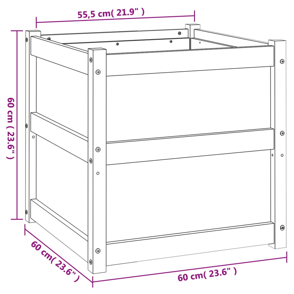 Fioriera Giardino Marrone Cera 60x60x60 cm Legno Massello Pino