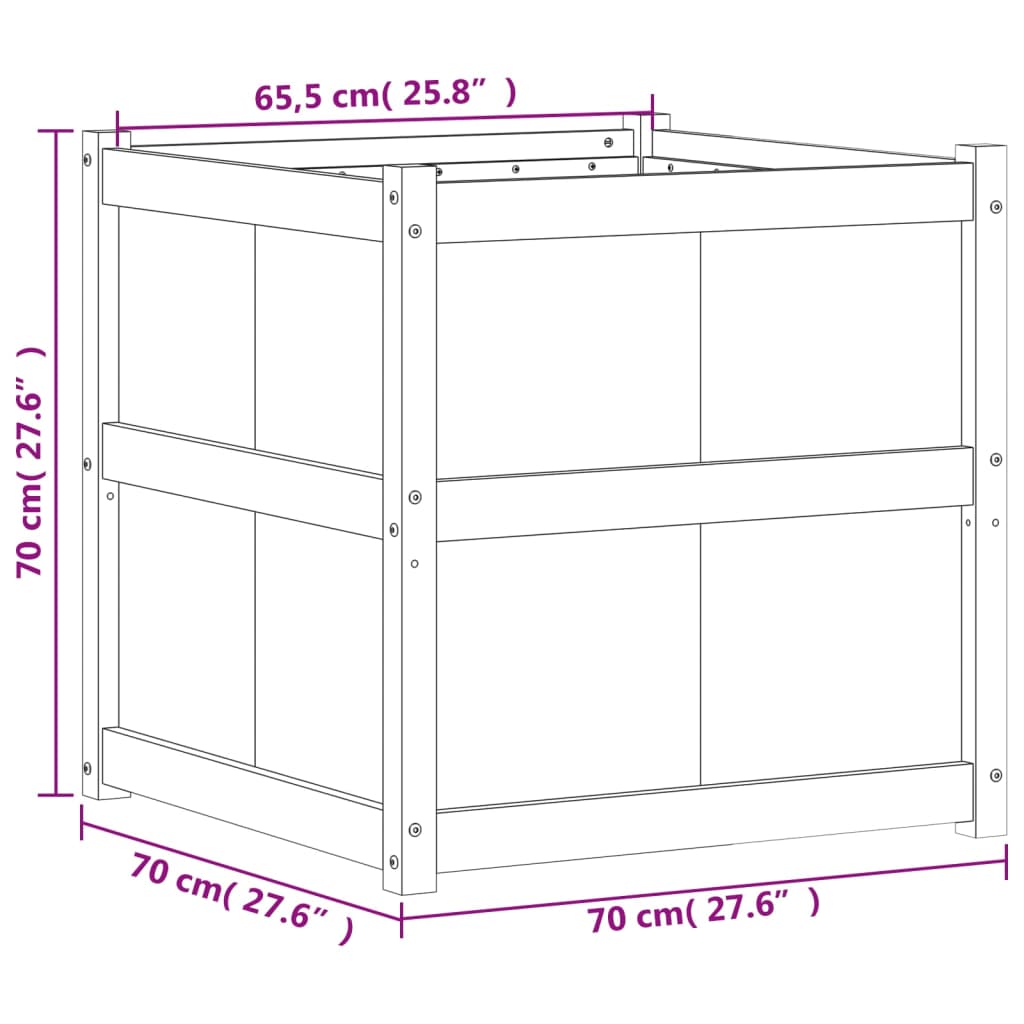 Fioriera da Giardino 70x70x70 cm in Legno Massello di Pino