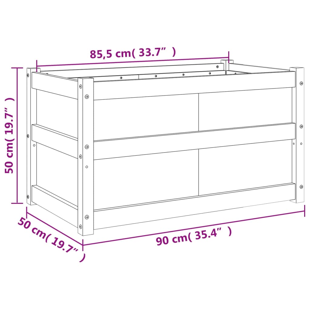 Fioriera da Giardino Bianca 90x50x50 cm Legno Massello di Pino