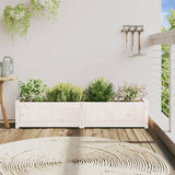 Fioriera da Giardino Bianca 150x31x31 cm Legno Massello di Pino