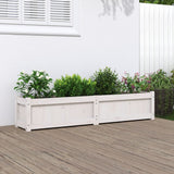 Fioriera da Giardino Bianca 150x31x31 cm Legno Massello di Pino