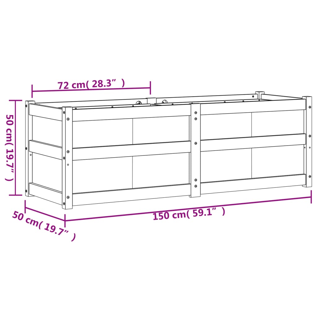 Fioriera da Giardino Bianca 150x50x50 cm Legno Massello di Pino