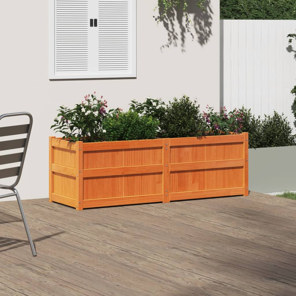 Fioriera Giardino Marrone Cera 150x50x50 cm Legno Massello Pino