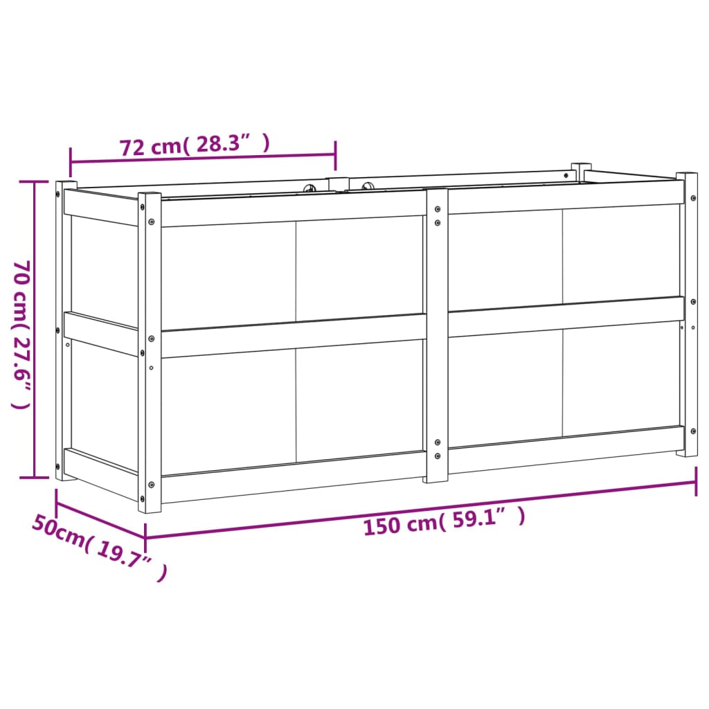 Fioriera da Giardino 150x50x70 cm in Legno di Pino Impregnato