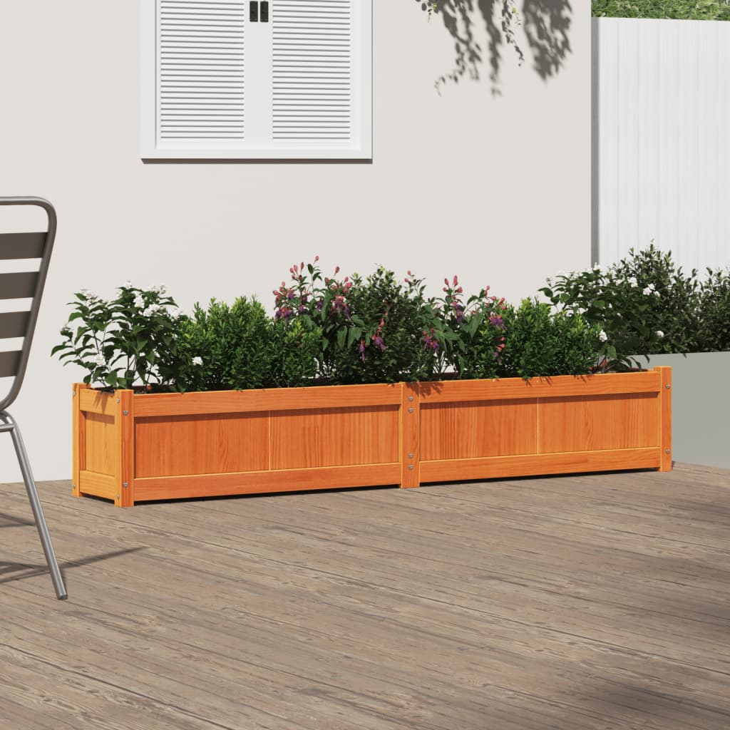 Fioriera Giardino Marrone Cera 180x31x31 cm Legno Massello Pino