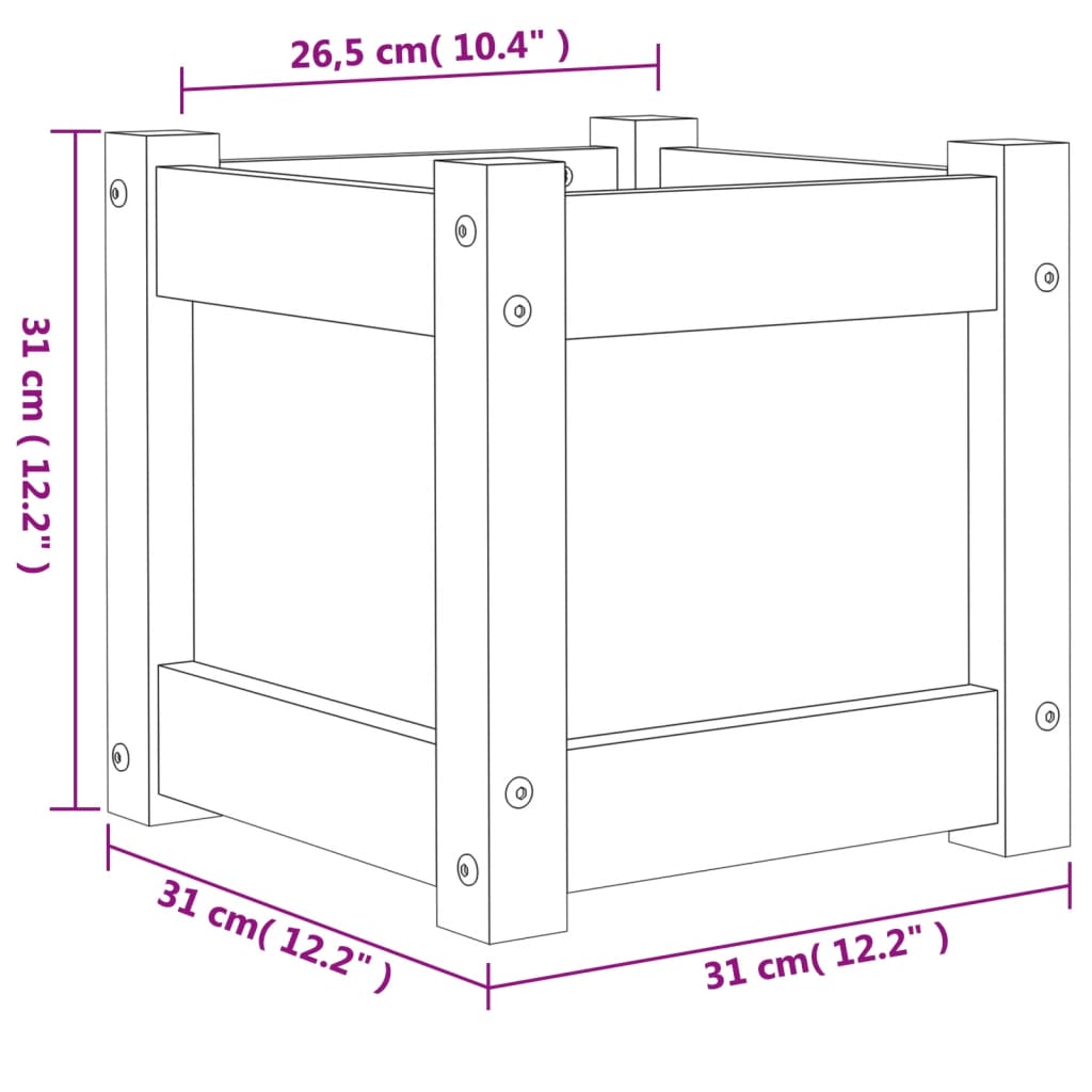 Fioriera Giardino Marrone Cera 31x31x31 cm Legno Massello Pino