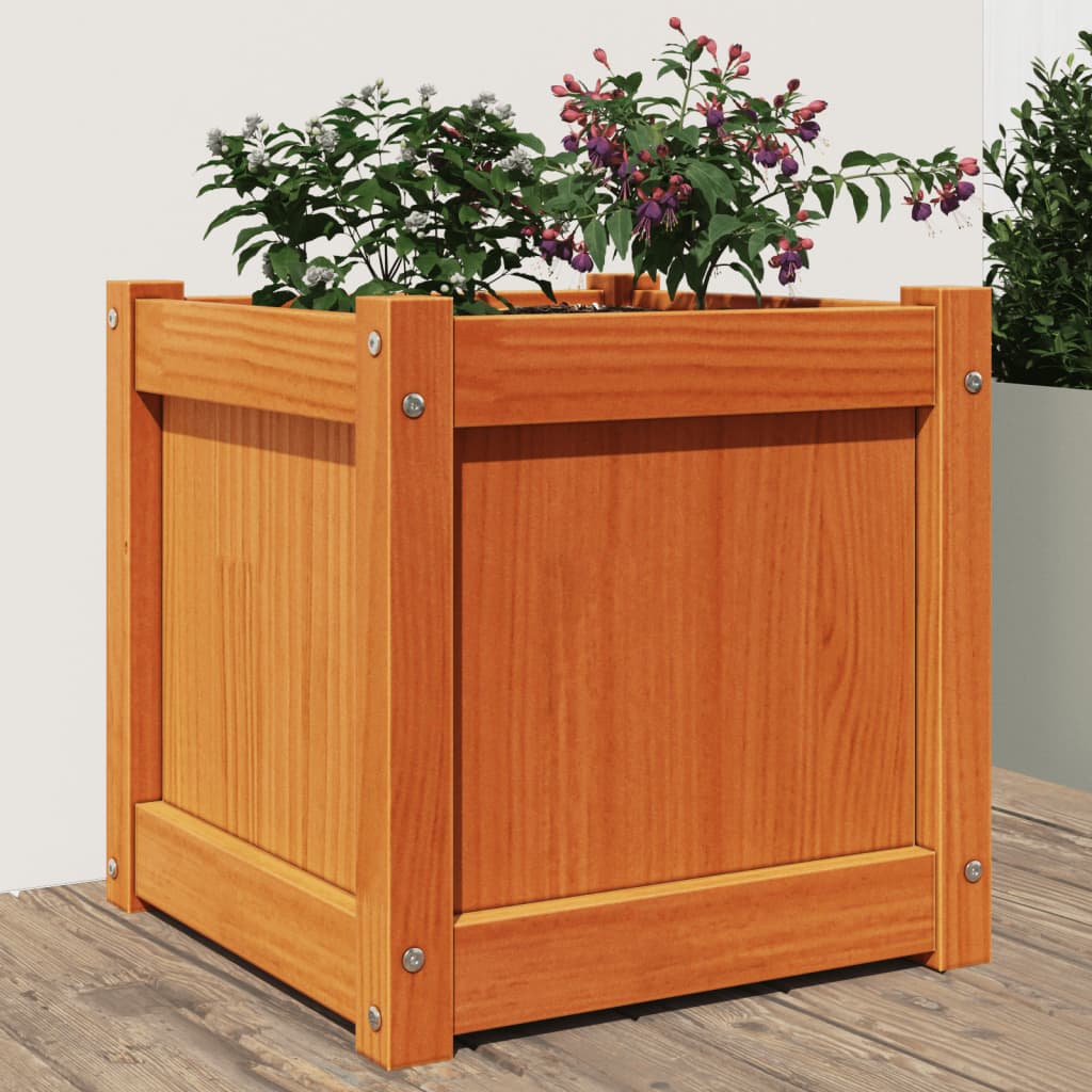 Fioriera Giardino Marrone Cera 40x40x40 cm Legno Massello Pino