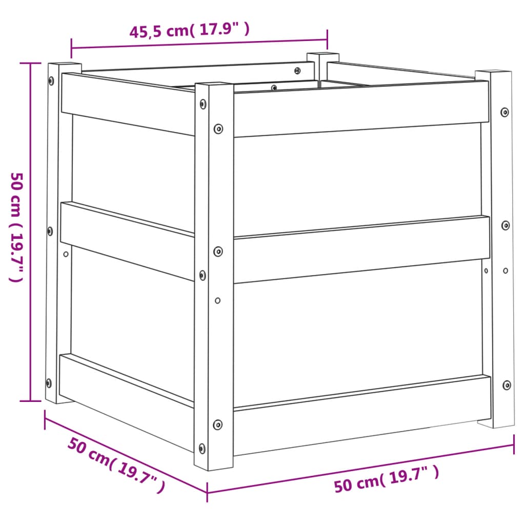 Fioriera Giardino Marrone Cera 50x50x50 cm Legno Massello Pino