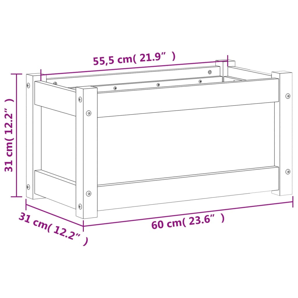 Fioriera da Giardino Bianca 60x31x31 cm Legno Massello di Pino