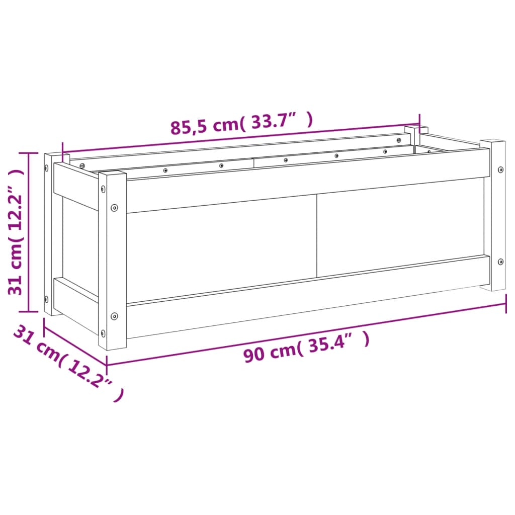 Fioriera da Giardino 90x31x31 cm in Legno Massello di Douglas