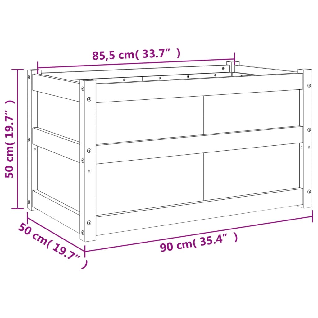 Fioriera da Giardino 90x50x50 cm in Legno Massello di Douglas