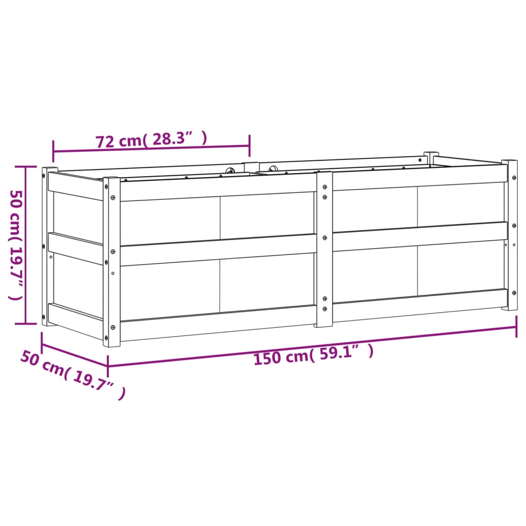 Fioriera da Giardino 150x50x50 cm in Legno Massello di Douglas