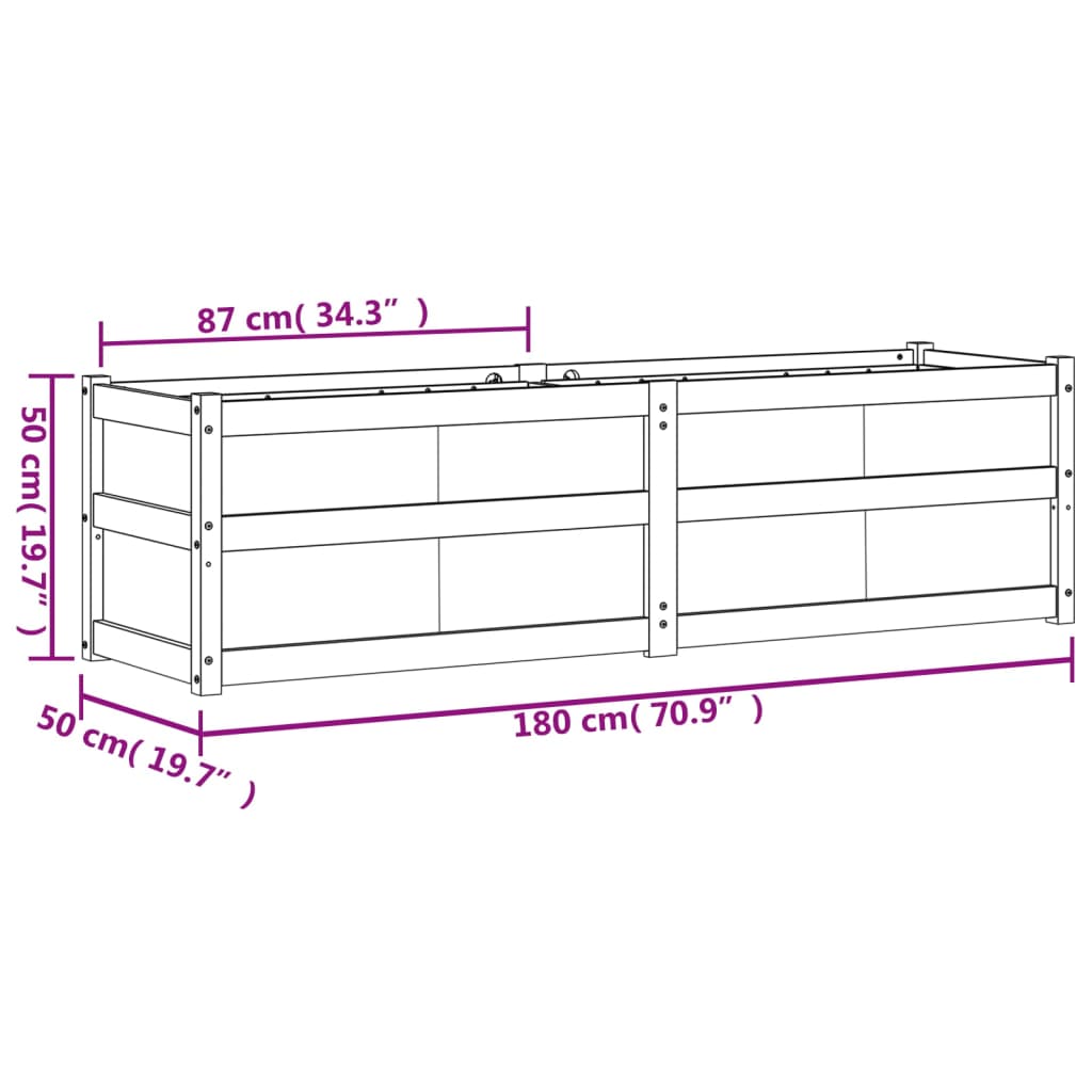 Fioriera da Giardino Bianca 180x50x50 cm Legno Massello di Pino