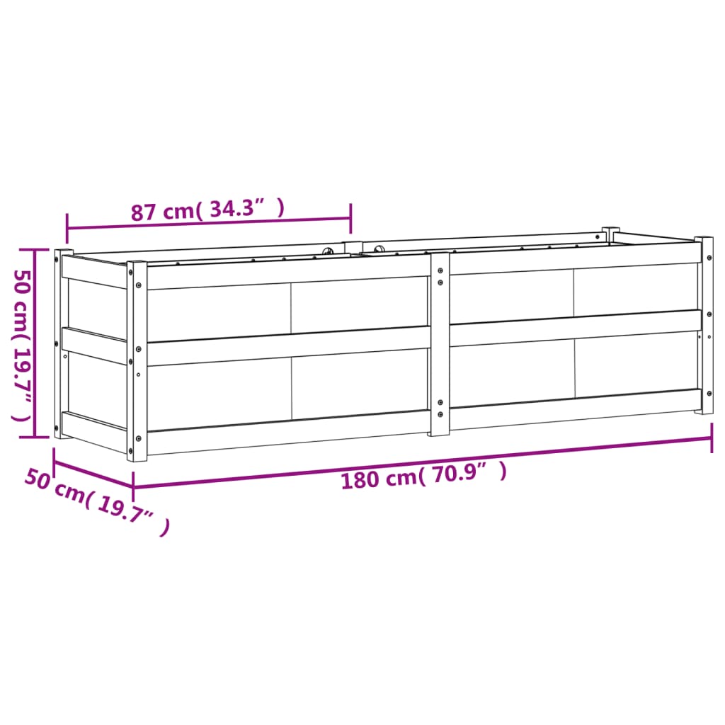 Fioriera da Giardino 180x50x50 cm in Legno Massello di Douglas