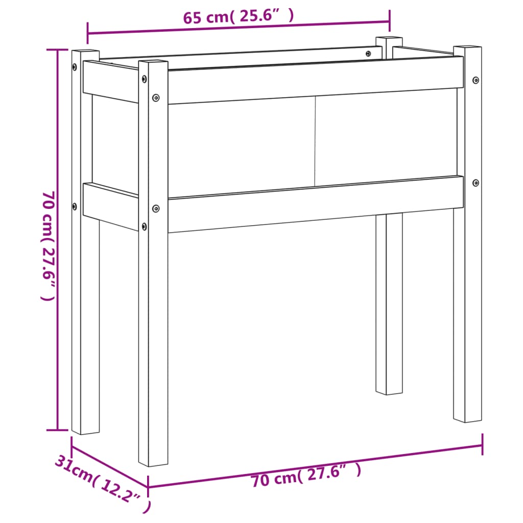 Fioriera da Giardino con Gambe 70x31x70 cm Legno Massello Pino