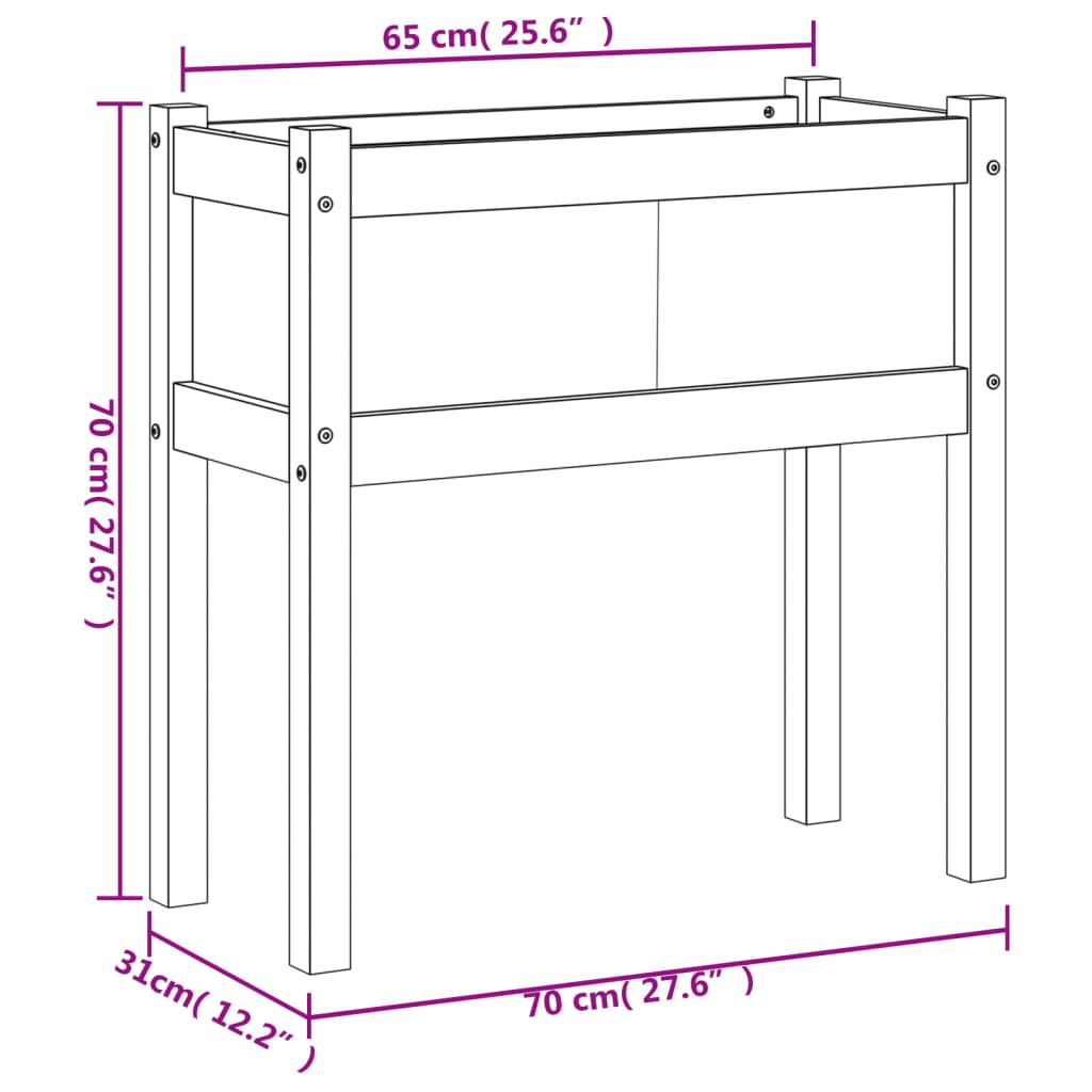 Fioriera da Giardino con Gambe Bianca 70x31x70 cm Massello Pino