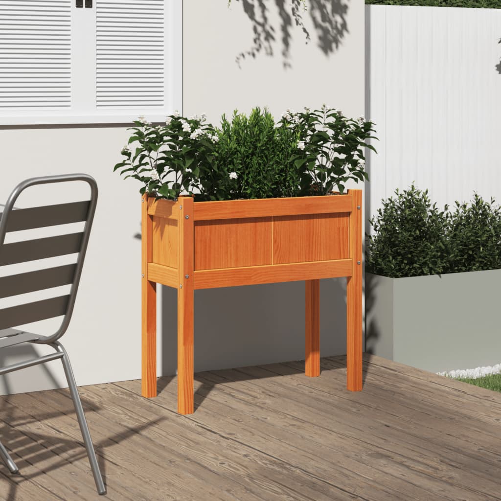 Fioriera Giardino Gambe Marrone Cera 70x31x70 cm Massello Pino