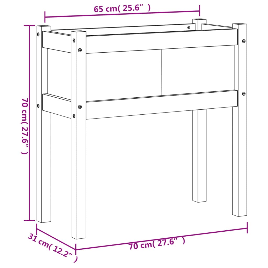 Fioriera Giardino Gambe Marrone Cera 70x31x70 cm Massello Pino