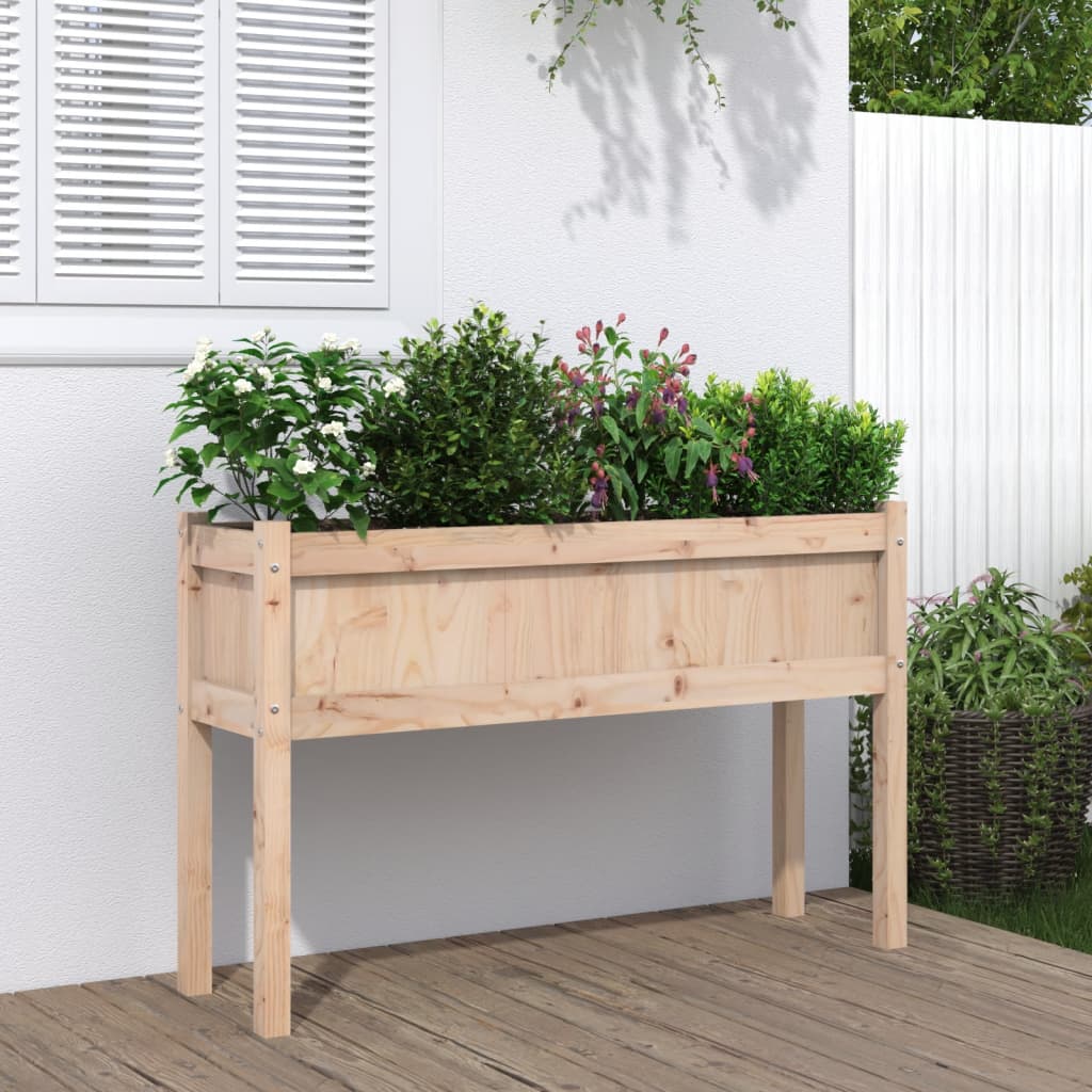 Fioriera Giardino con Gambe 110x31x70 cm Legno Massello Pino