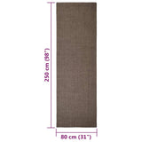 Tappeto in Sisal per Tiragraffi Marrone 80x250 cm