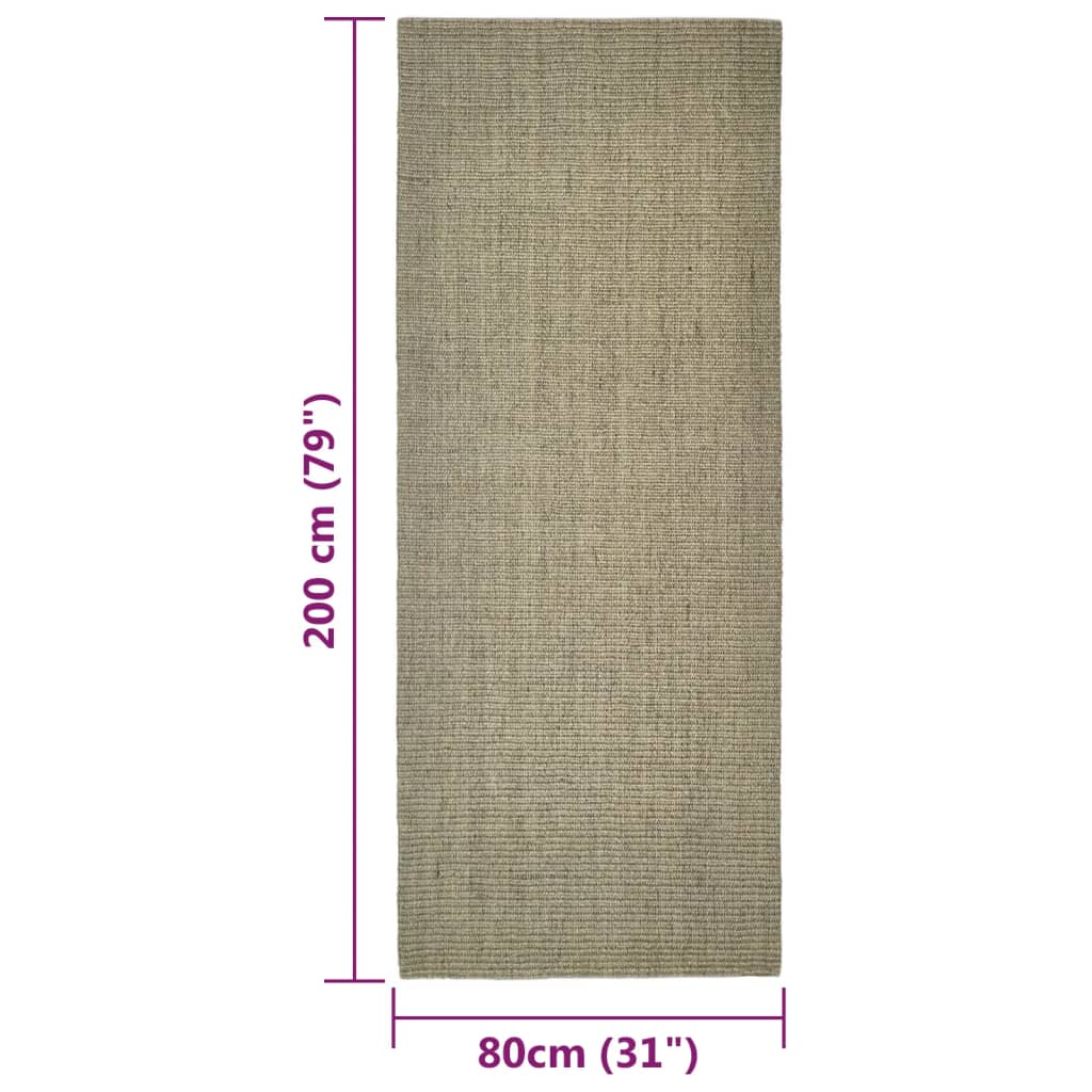 Tappeto in Sisal per Tiragraffi Tortora 80x200 cm