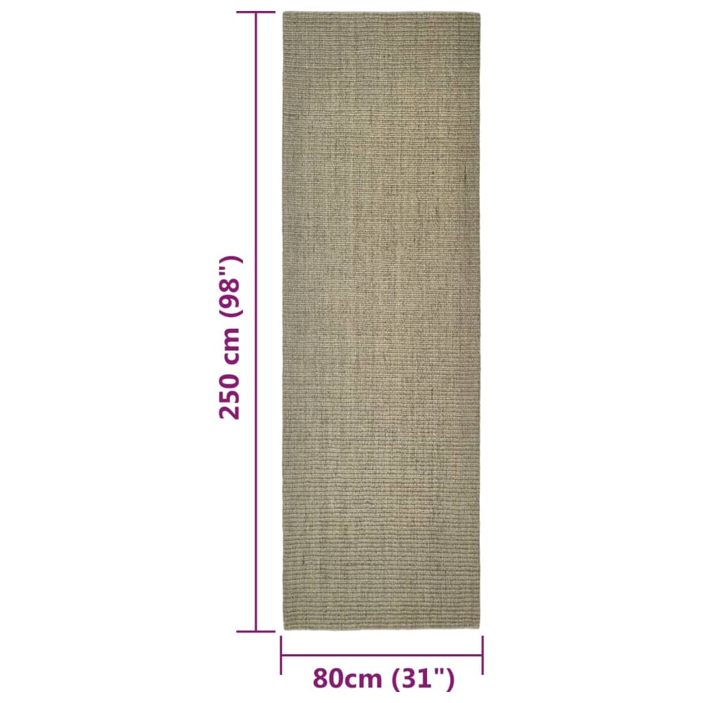 Tappeto in Sisal per Tiragraffi Tortora 80x250 cm