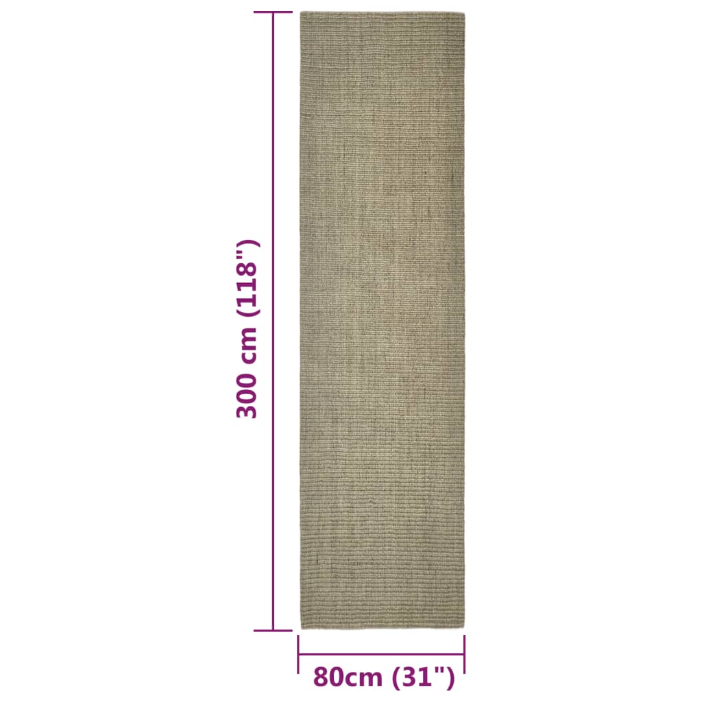 Tappeto in Sisal per Tiragraffi Tortora 80x300 cm